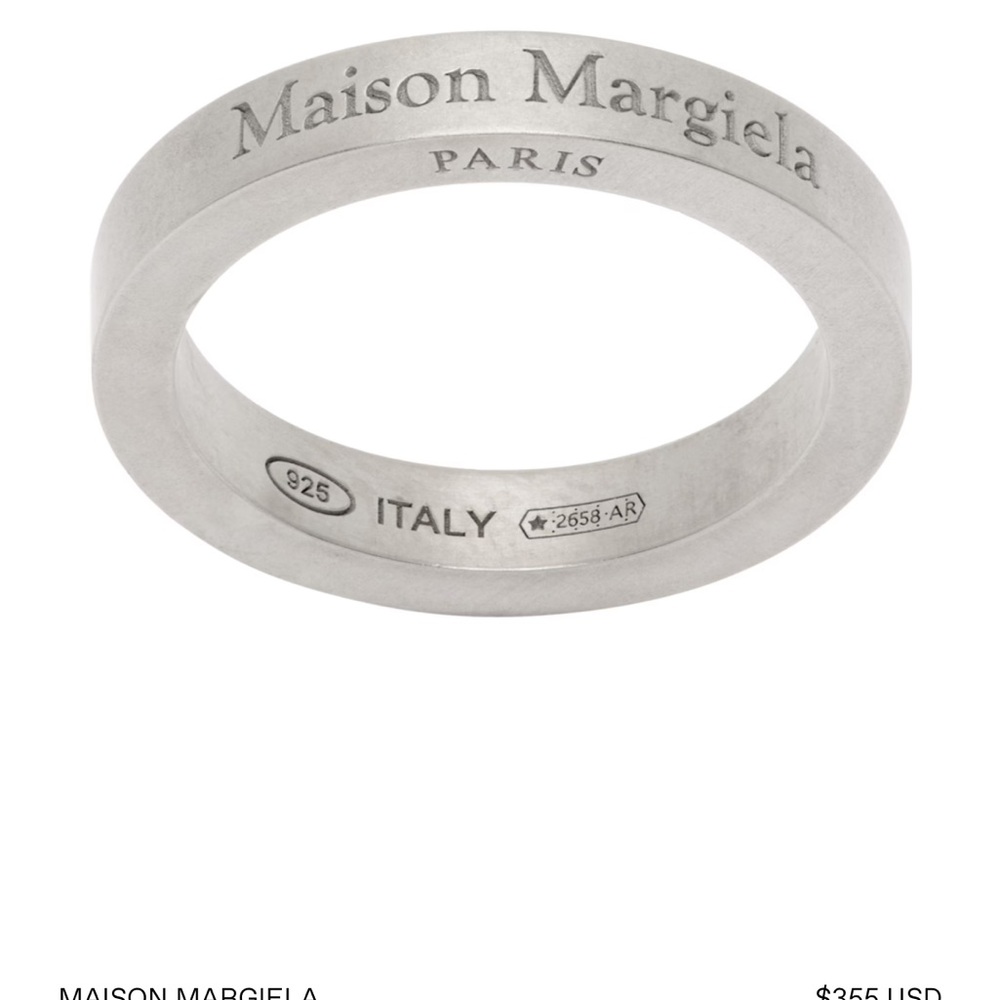 🩶 NWT unisex Maison Martin Margiela Silver Engraved Ring SIZE 8 🩶